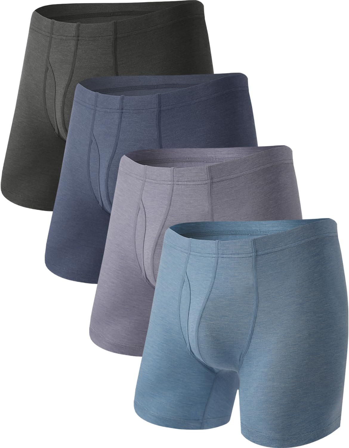 BAMBOO COOL Men's Ultra ComfortSoft Underwear, Moisture Wicking & Breathable No Ride Up Boxer Briefs with Fly, Multipack