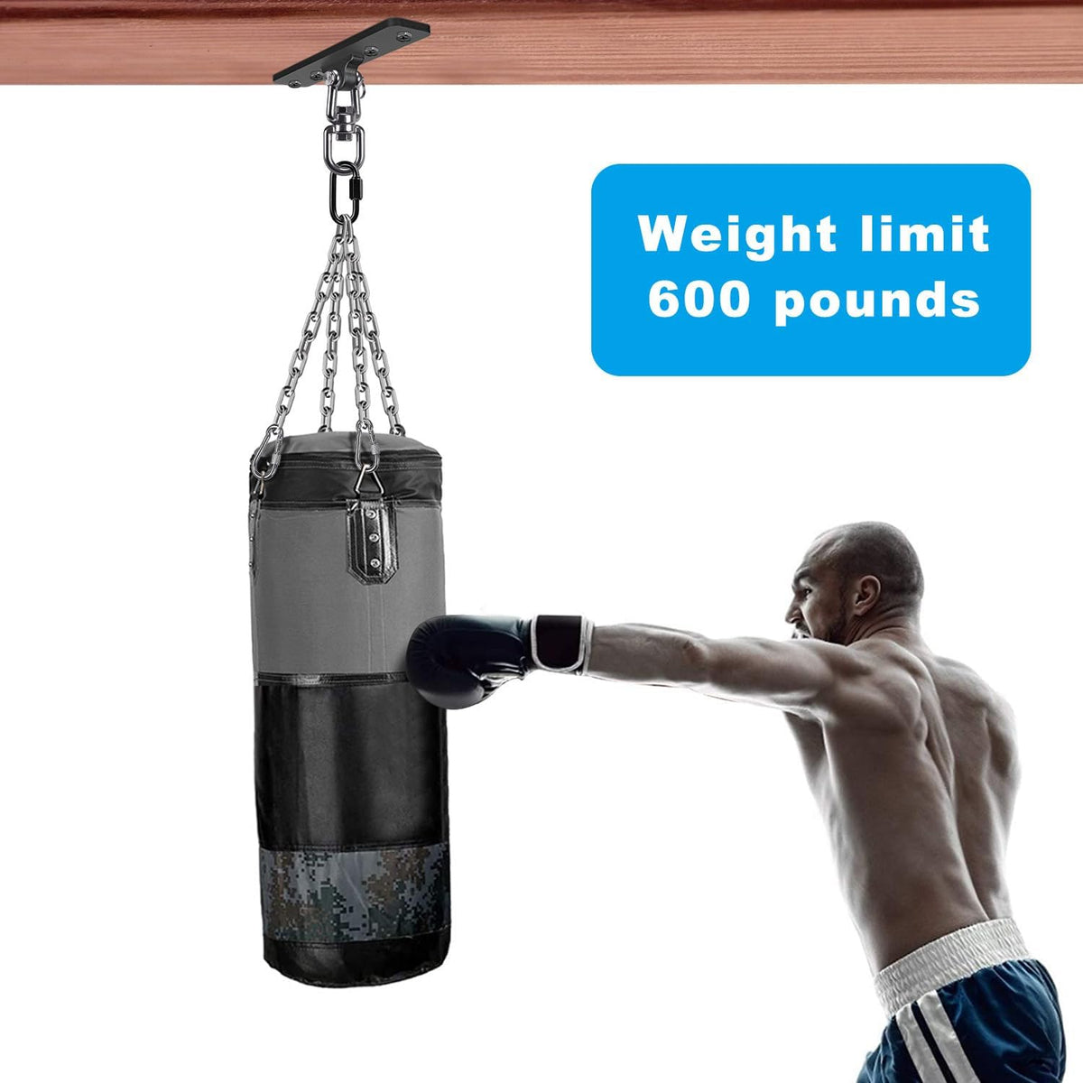 Heavy Bag Hanger, Punching Bag Ceiling Mount Hanger, 360° Rotation Hook for Boxing, MMA, Aerial Yoga, Hammock, and More, 600 LB Capacity
