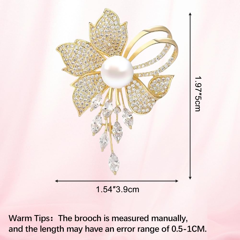 JKQBUX Chic Pearl Crystal Brooch Pins for Women Girls Fashion Shawl Pin Corsage Brooch Party Ceremony Accessories Dance Banquet Pins