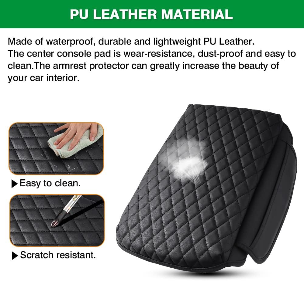 Shademax Custom for Center Console Cover Jeep Grand Cherokee WL 2022-2024 2025 2026 Accessories Armrest Cover Center Console Pad PU Leather Armrest Seat Box Cover Protector with Pockets Storage Bag