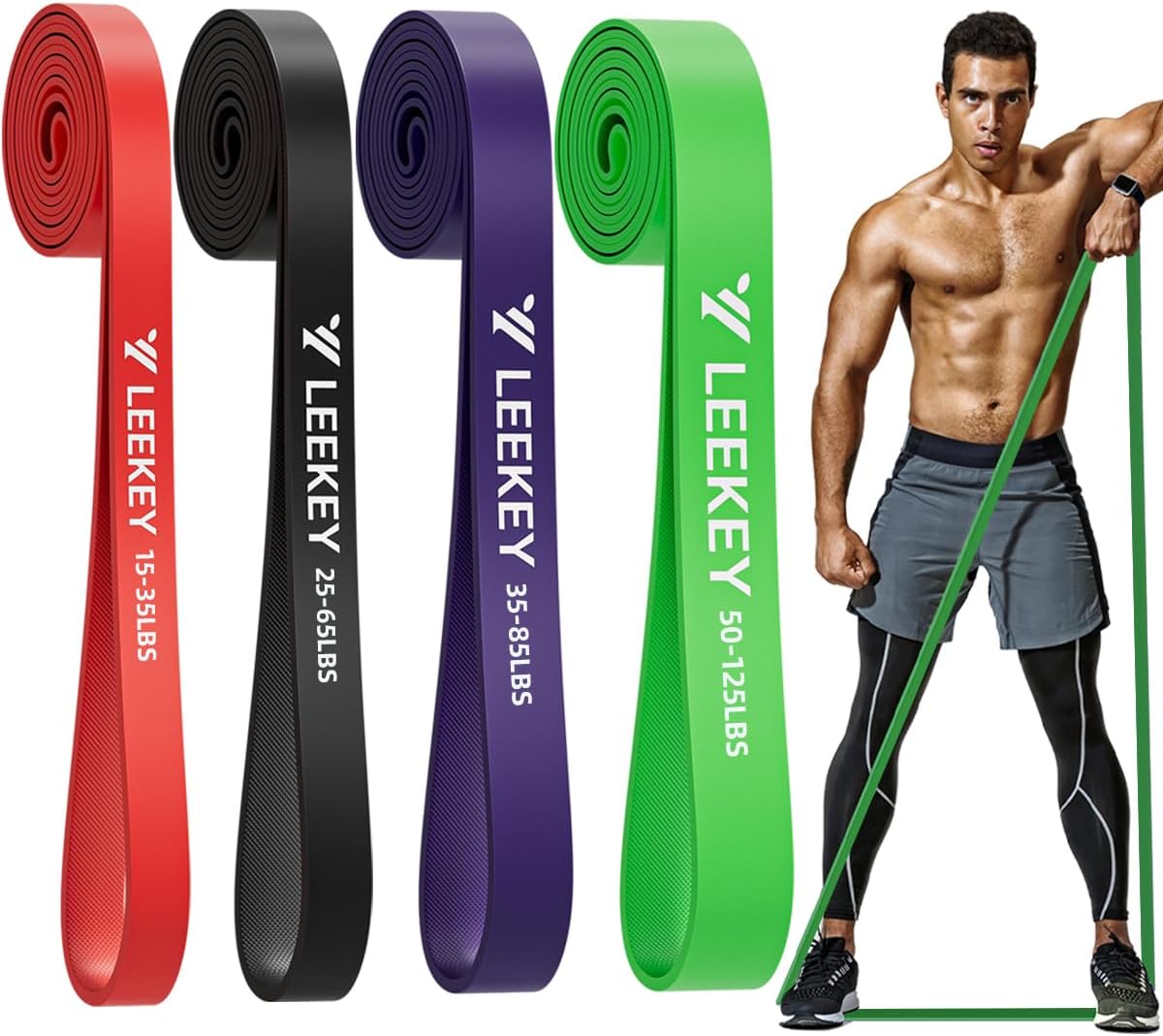 LEEKEY Resistance Bands Set for Pull-Up Assistance & Full-Body Training, Multi-Level Exercise Bands with Bag for Home Workouts, Physical Therapy, Strength Training (Men/Women)