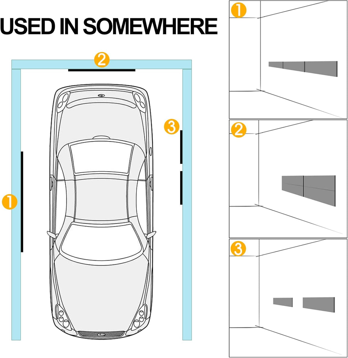 Garage Wall Protector 6 Pack Car Door Corner Edge Waterproof Bumper Guard Protector High Density Self Adhesive EVA Foam Pad for Parking Vehicle 11.8" x 3.9" x 0.8"