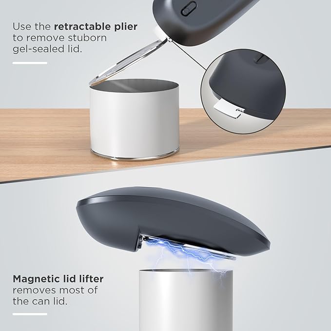 Canslab Ultrablde SE - USB Rechargeable Electric Can Opener for Kitchen for Seniors with Arthritis- Cordless Battery Powered Automatic, Side Cut, Smooth Edge, Handsfree, for Small or Large Cans, Grey