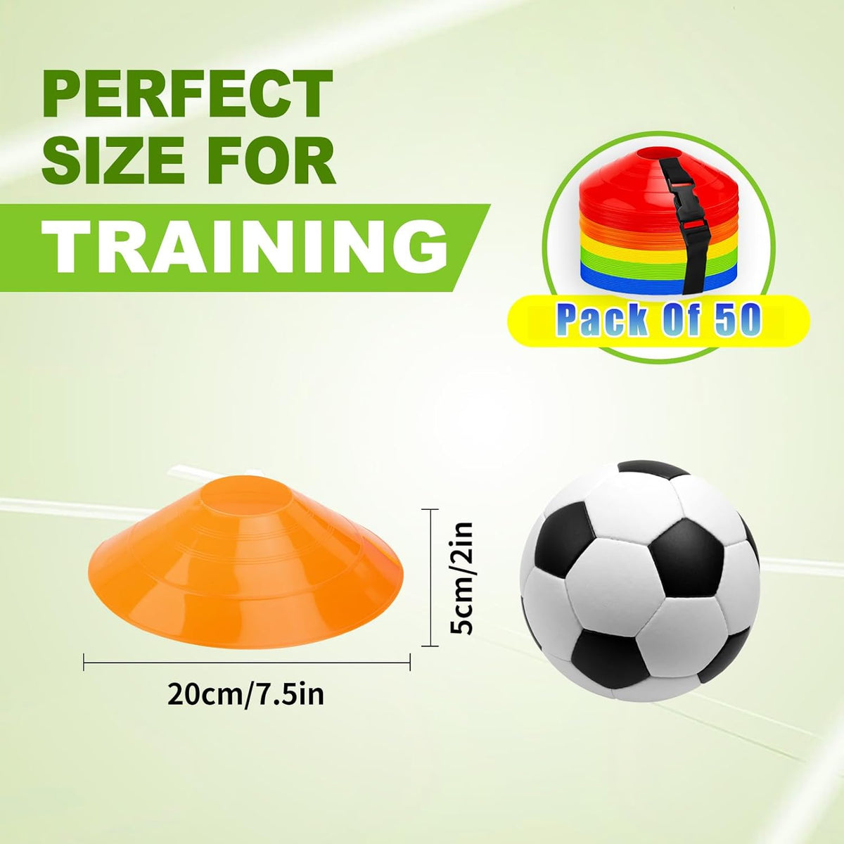 Ashsajkd(Set of 25/50/100 - Agility Soccer Cones with Carry Bag and for ， Football Cones for TrainingFootball, Basketball, Coaching, Agility Cones for Indoor and Outdoor Games