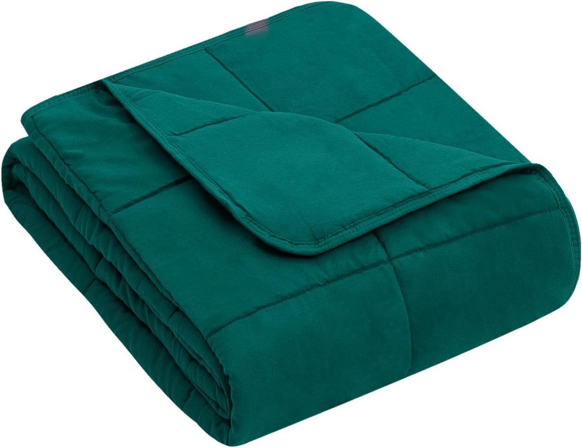 yescool Weighted Blanket (7 lbs, 41" x 60", Dark Green) Cooling Heavy Blanket for Sleeping Perfect for 60-90 lbs, Breathable Blanket with Premium Glass Bead, Machine Washable