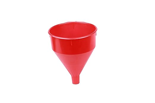 WirthCo 32006 Funnel King Red Polyethylene Funnel with Screen/Strainer, Funnel for Oil, Fuel, Gas, and Automotive, Large 6-quart Capacity