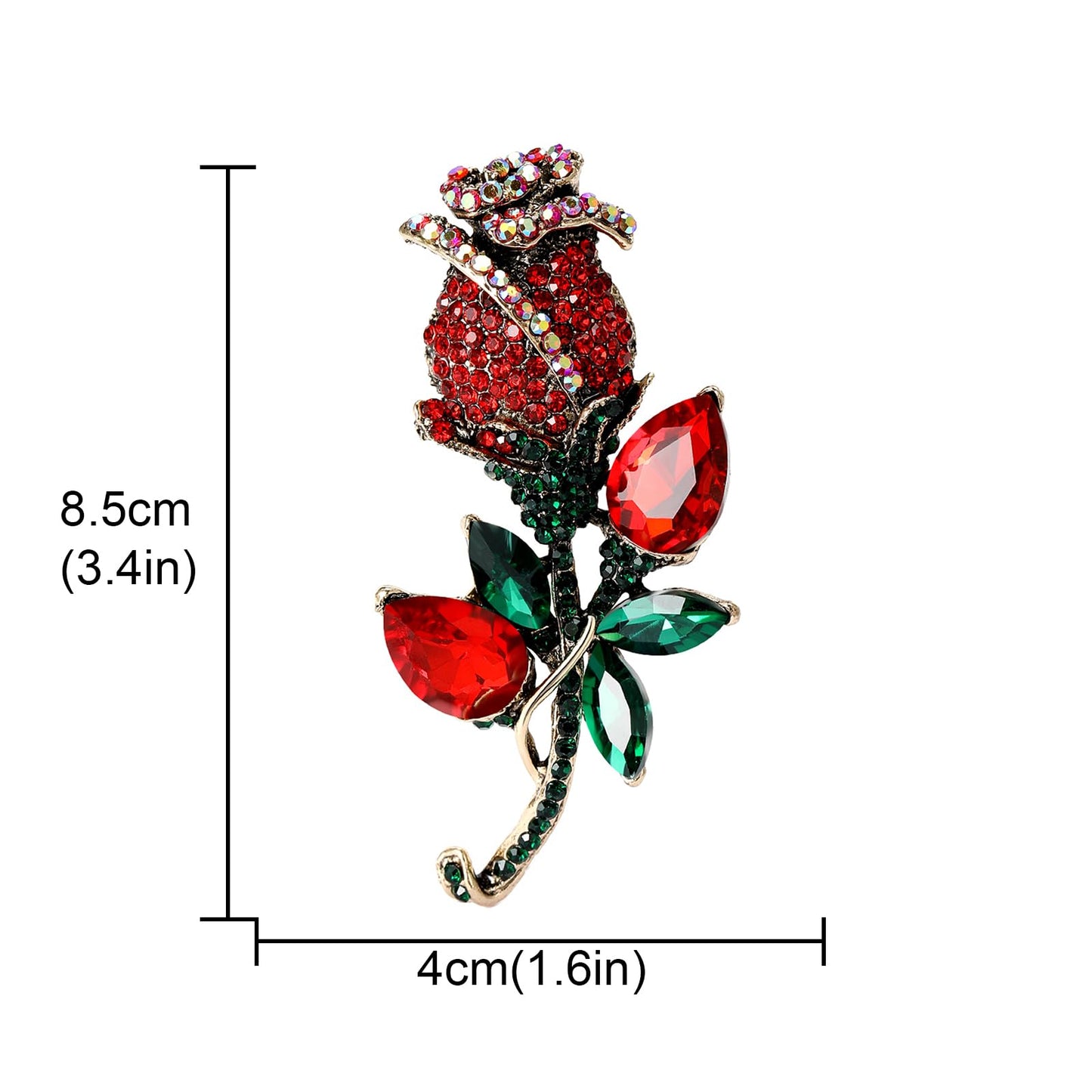 YOQUCOL Rose Brooch Pin for Women Golden Cubic Zirconia Crystal Flower Lapel Pin Brooches