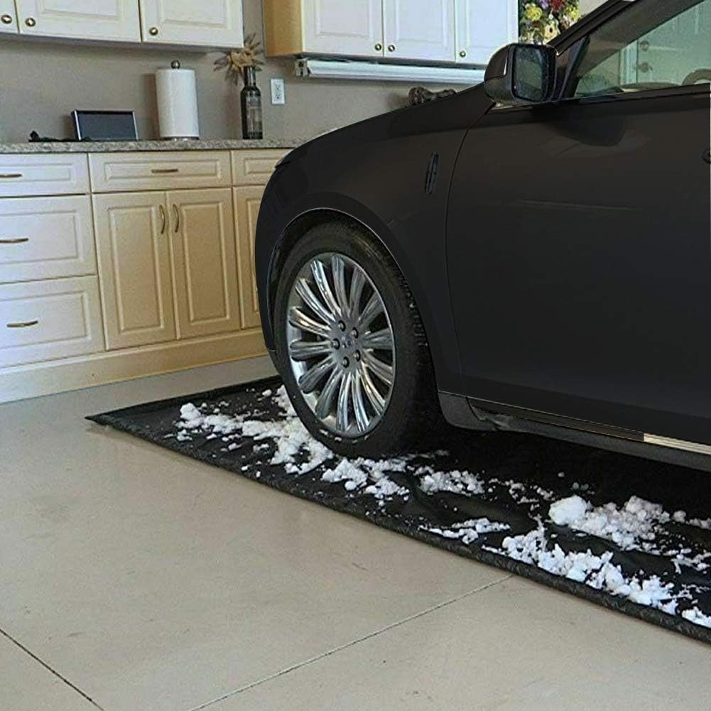 Oil Mat for Garage Floor, Car Parking Mat Containment for Snow, Mud, Rain - 8' 6" x 20', Black