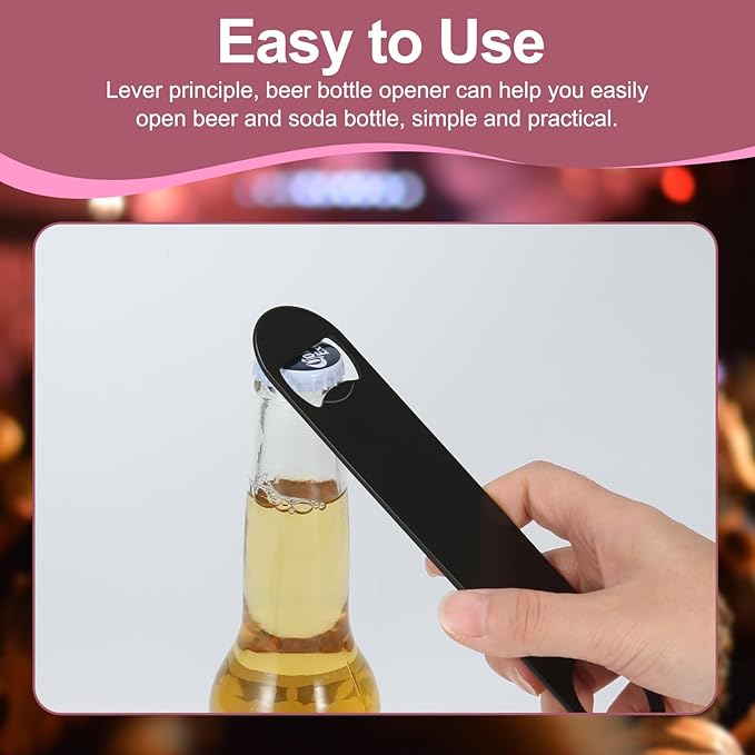 WEGAZ-15 Pack 7inch Black Stainless Steel Flat Beer Bottle Opener,Stainless Steel