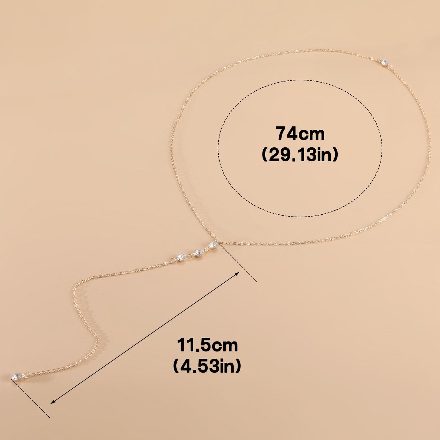 MODRSA Gold Back Necklace for Backless Dress - Body Chain Jewelry for Women