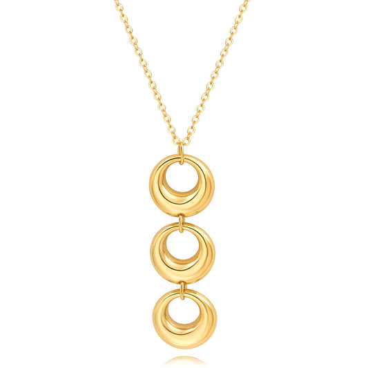 Simple Gold Plated Chain Long Necklace for Women Trendy Statement Gold Circle Pendant Necklaces Fashion Sweater Necklace