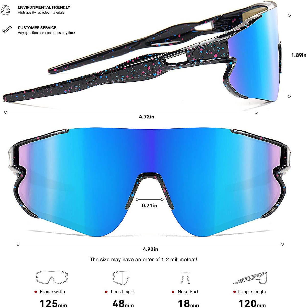Kids Baseball Sunglasses for Boys Girls Youth Softball Cycling Sports Sunglasses UV400 Protection Age 5-12