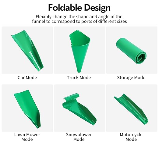 Reusable Flexible Oil Drain Funnel Form a Foldable Bendable Flex Funnel for Car Motorcycle Truck Lawnmower Snowplow Reused Oil Change Spill-Free Filling Draining Tools Easy to Store and Clean
