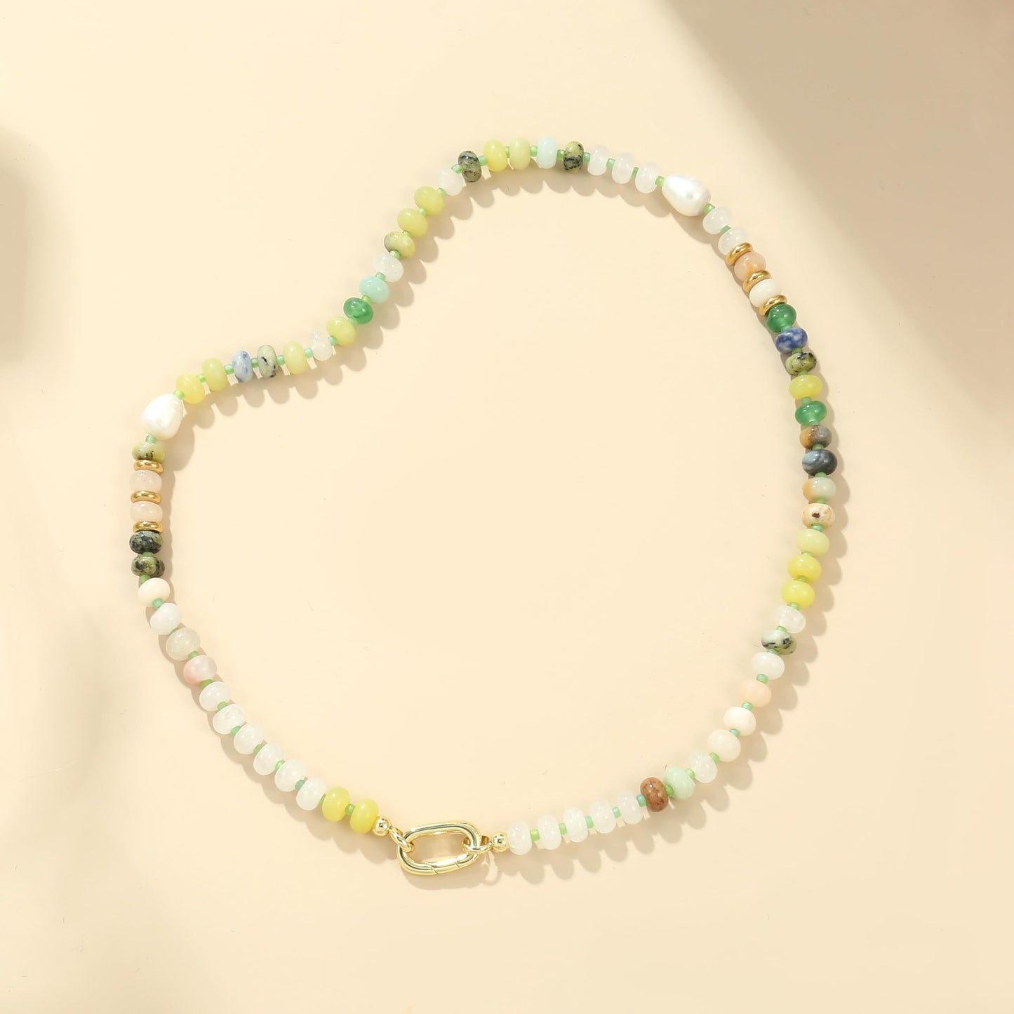 CONRAN KREMIX Colourful Stone Beaded Necklace for Women,Natural Gemstone Bead Choker Necklaces Boho Summer Beach Layering Necklace Jewelry Gift for Women