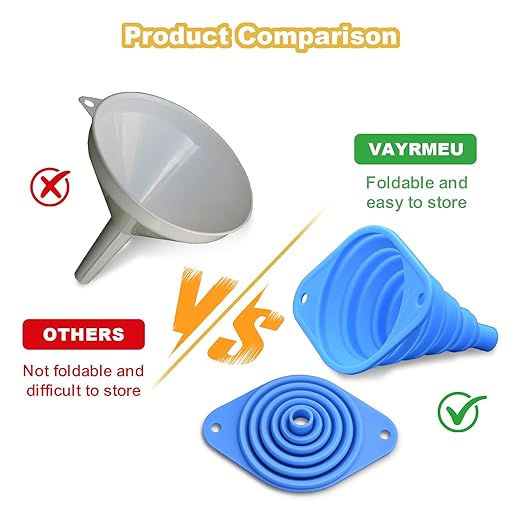 Kitchen Funnel Set of 3,Small and Large,Funnels for Kitchen Use Filling Bottle,Folding Silicone Funnel Used for Transferring Liquids in The Kitchen