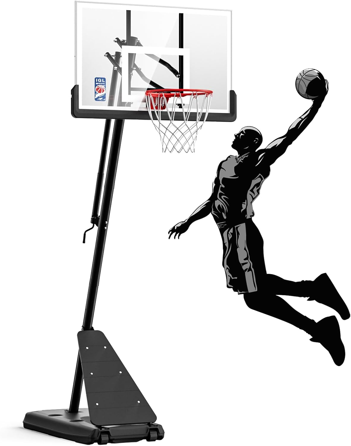 IGL Basketball Hoop Outdoor with 52 Inch Shatterproof Backboard, 10FT Height Portable Basketball Hoop Outdoor, Adjustable Basketball Goal System