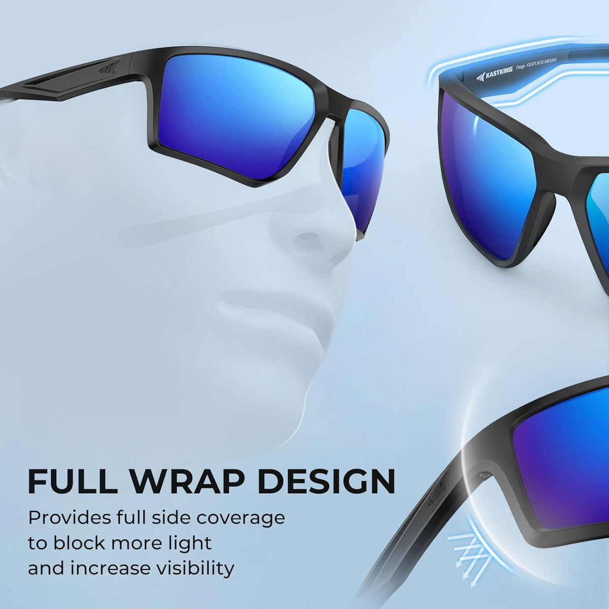 KastKing Osage Polarized Sport Sunglasses for Men and Women, Ideal for Driving Fishing Cycling Running, UV Protection
