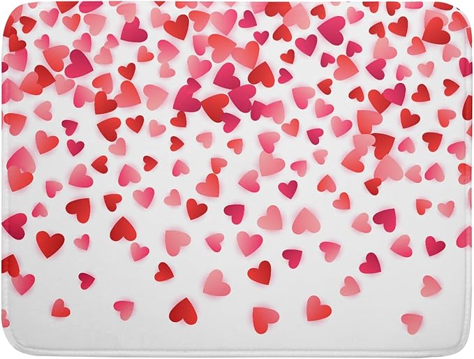 Valentine's Day Dish Drying Mat for Kitchen Counter Hearts Holiday Microfiber Absorbent Dish Draining Reusable Washable Foldable Extra Large 18"x24"