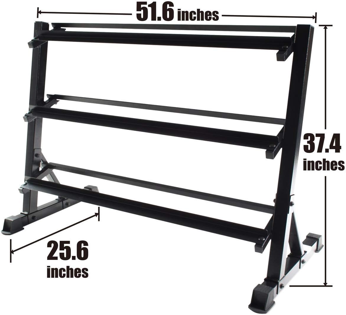 WF Athletic Supply Rubber Coated Hex Dumbbell Set, Multiple Choices Available - Dumbbells with Rack Stand and Mat, or Dumbbells Only (200/550/1200/2100/3000 LB)