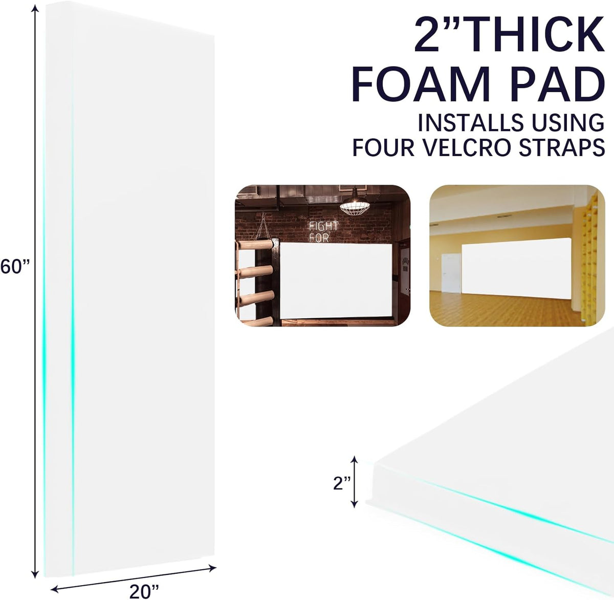 PROGOAL 60"/72" High Gym Wall Padding 2"/4" Thick Foam Basketball Court Wall Mount Protector for Garage Taekwondo Babyroom - Durable Waterproof Anti-Cushion