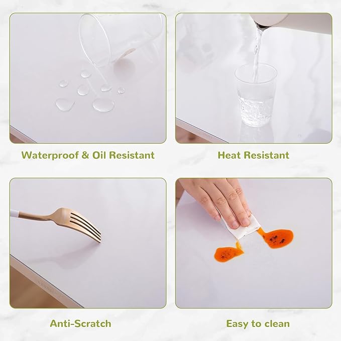 38 x 63 Inch Clear Table Cover Protector, Clear Table Protector for Dining Room Table, 1.5mm Plastic Table Cover, Waterproof Table Pad for Kitchen, Office