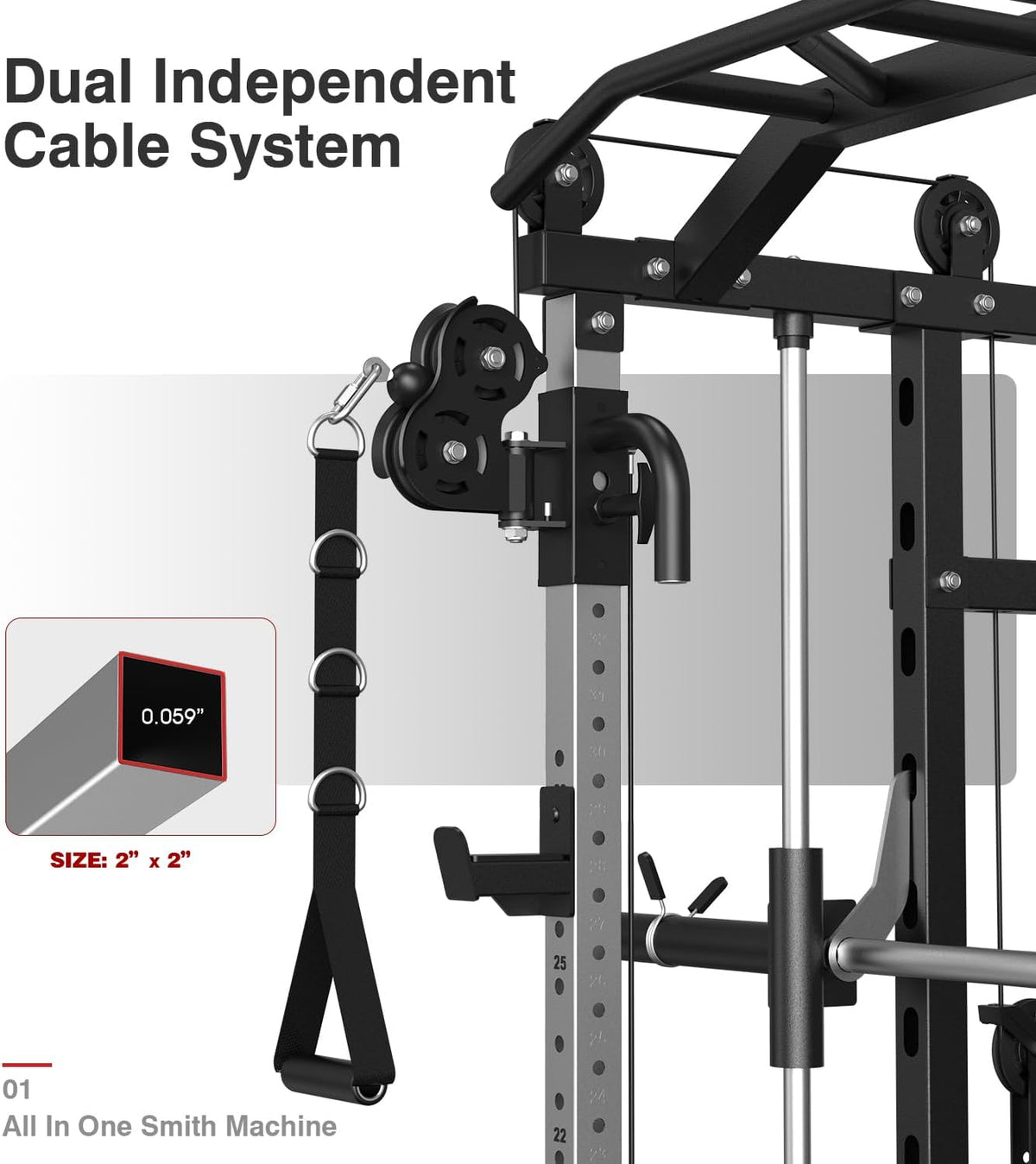 DONOW Smith Machine with Weight Stacks Power Cage Squat Rack Dual Cable Crossover Machine Home Gym Systems Station LAT Pull Down