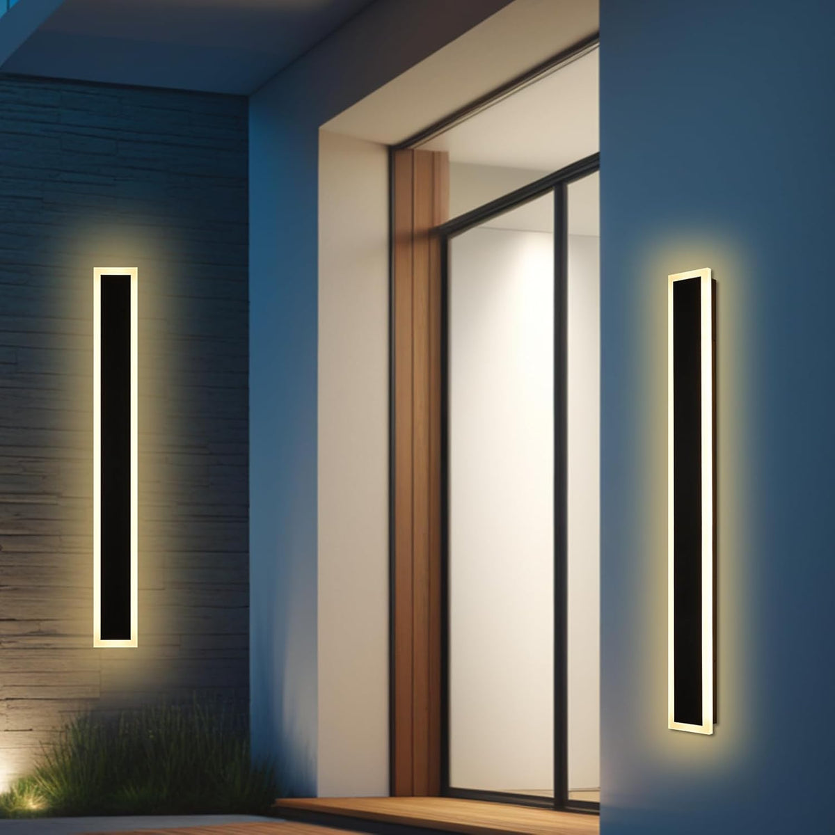 2 Pack Modern Outdoor Wall Lights for Patio,48 inch Long Outdoor LED Wall Lights,Dimmable LED Long Linear Exterior Lighting,Outside Linear Wall Light for Front Door,Garage,Enterway