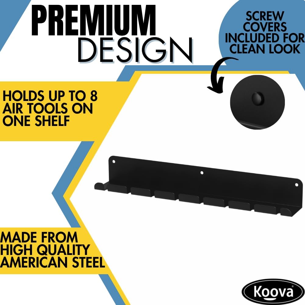 Koova Wall Mount Air Tool Holder - Made in USA - Includes Hardware for Efficient Garage & Tool Storage
