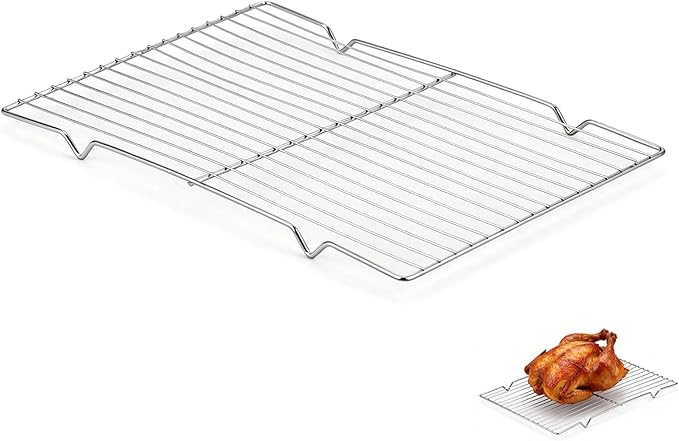 Roasting Rack for 9x13 Inch Pan, Stainless Steel Roasting Rack Insert, with Parallel Wires and Raised Feet, Keeps Food Elevated for Even Broiling, Easy to Clean, Ideal for Chicken, Turkey and Meat