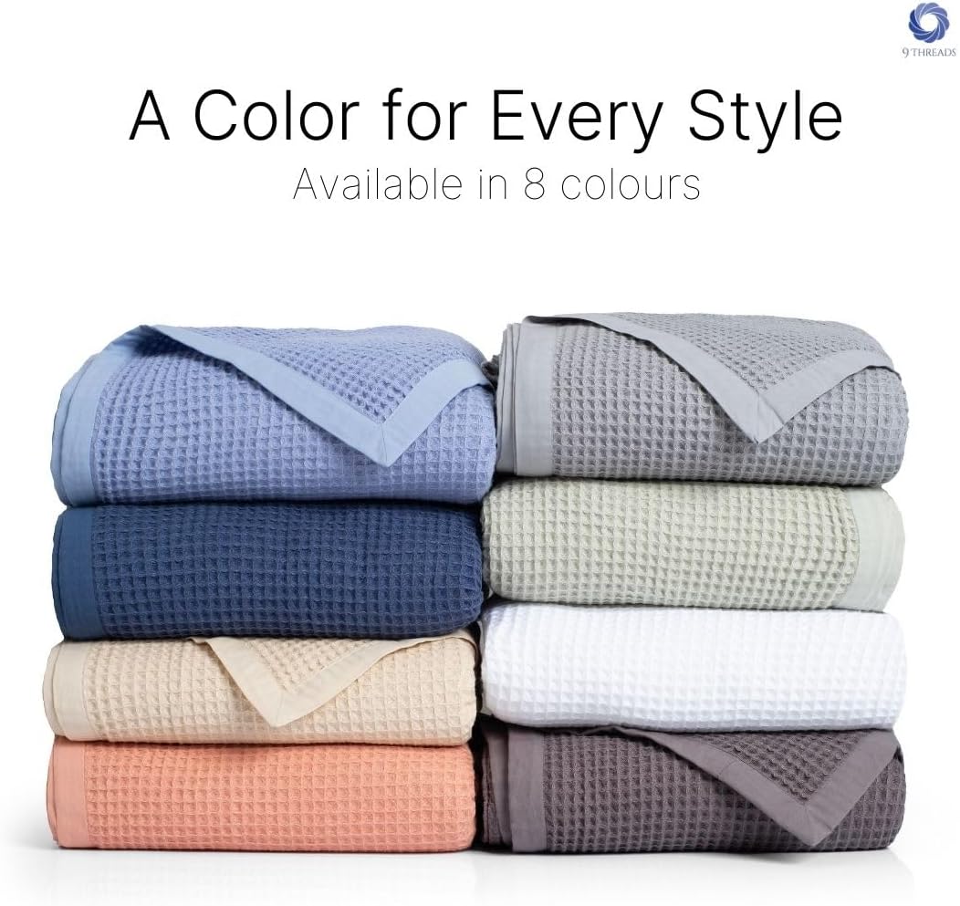 GOTS Certified Organic Cotton Waffle Weave Blanket, Twin Bed & Couch Throw, 66"X90", Modern Home Decor
