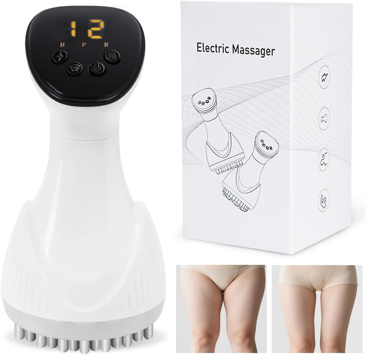 2025 Upgraded Lymphatic Drainage Massager Body Sculpting Machine Helps Reduce Stretch Marks & Cellulite for Legs, Arms & Belly Anti Cellulite Massage Tool with Light Heat & Vibration