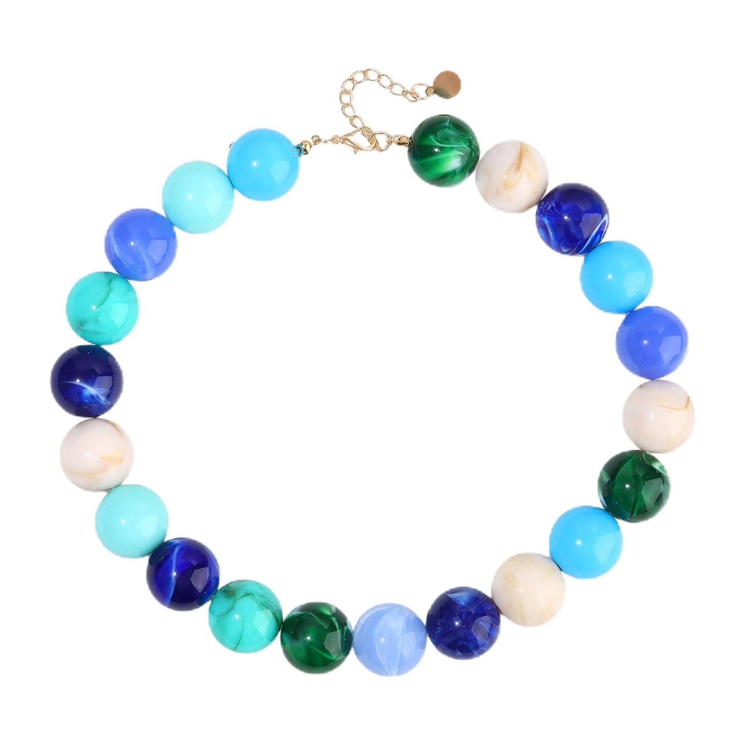 joymiao Chunky Bead Necklace for Women Colorful Resin Rainbow Beaded Necklace Boho Gemstone Large Beads Necklaces Summer Retro Jewelry