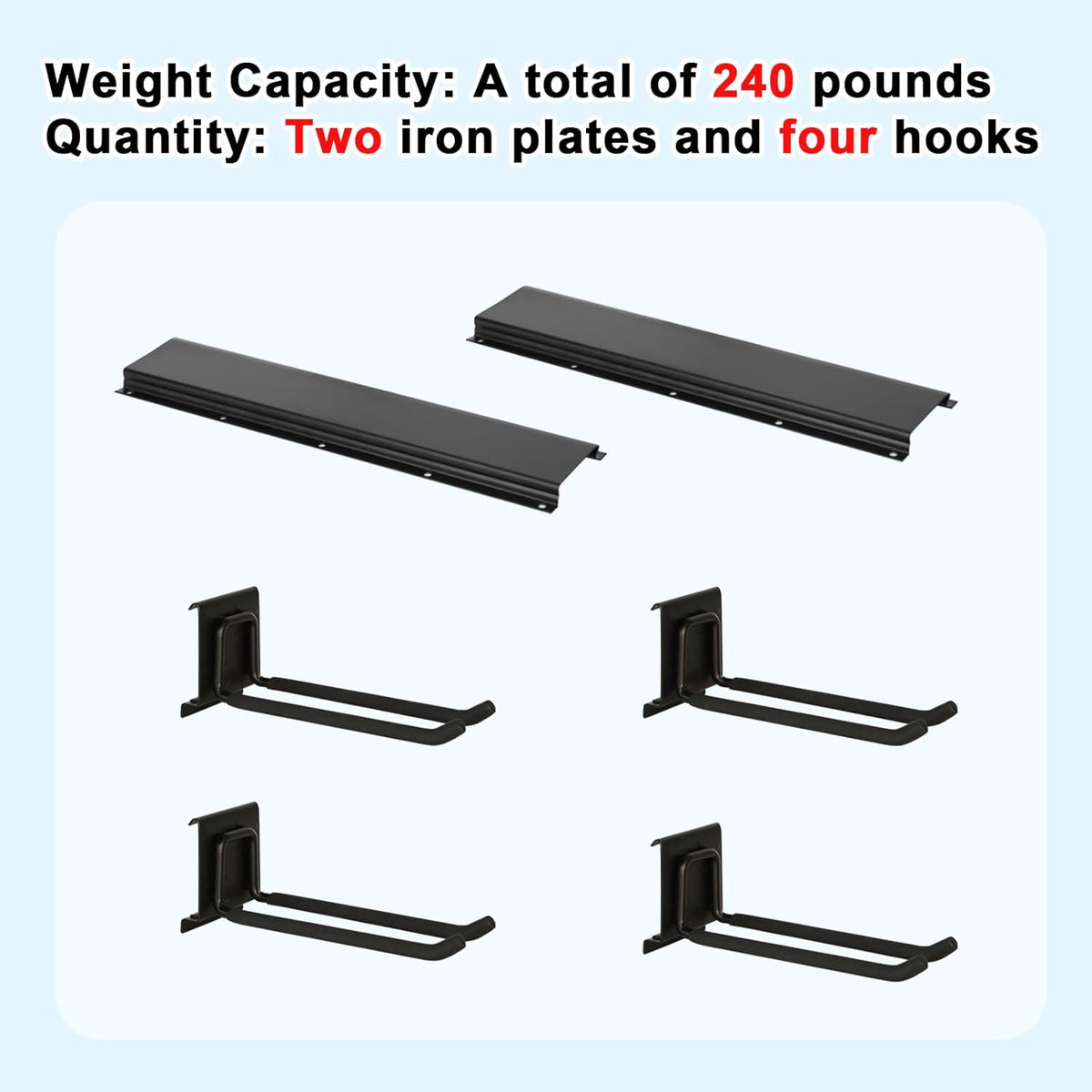 Garage Tool Organizer Wall Mount 32in- 4 Heavy Duty Hooks,240lbs Capacity, Garage Organization & Storage Rack for Broom, Rake & Snow Equipment - Tool Organizer & Men’s Gift Choice