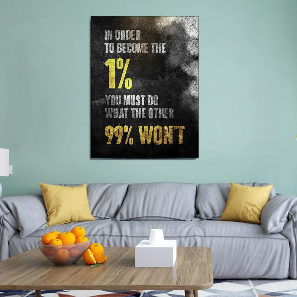 1% Entrepreneur Motivational Canvas Wall Art -Inspirational Office Wall Art Poster Quotes - Canvas Artwork Picture Print Framed for Home Office Bathroom Bedroom Wall Decor -24"X36"