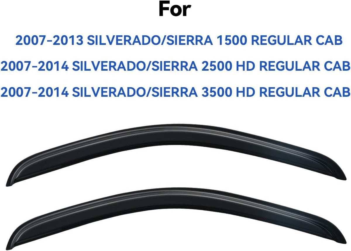 Window Visors Rain Guards for 2007-2013 Chevy Silverado/GMC Sierra 1500 Regular Cab, Window Vent Wind Deflectors Visors Shades for 07-14 Silverado/Sierra 2500HD 3500HD Standard Cab