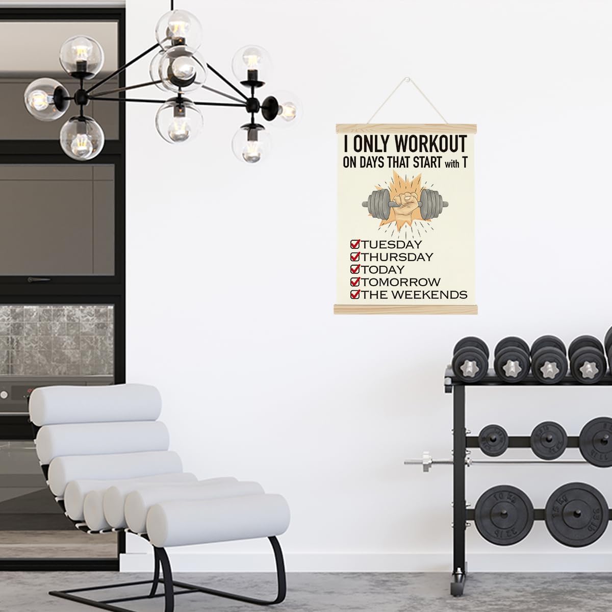 Gym Motivational Posters Funny College Dorm Posters Gifts for Guys Girls Friends I Only Workout on Days That Start with T Gym Flag Wall Art Decor Sign for Home Gym Bedroom Office