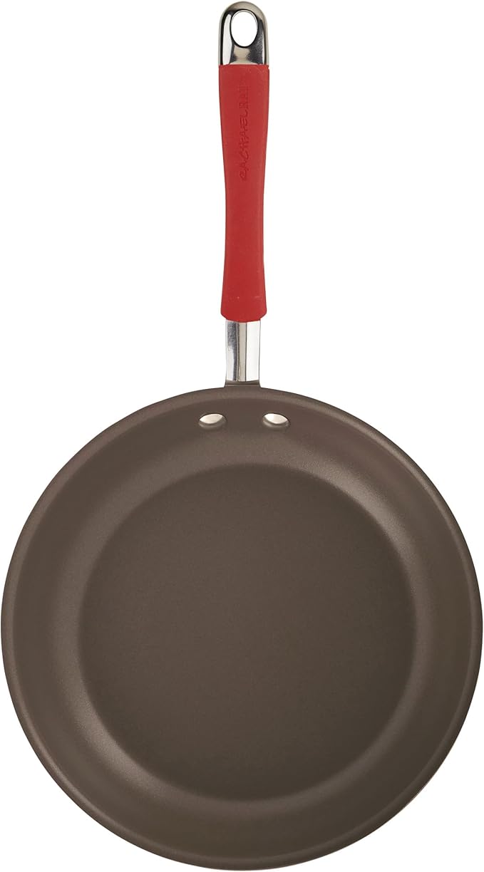 Rachael Ray - 87630 Rachael Ray Cucina Hard Anodized Nonstick Cookware Pots and Pans Set, 12 Piece, Gray with Red Handles
