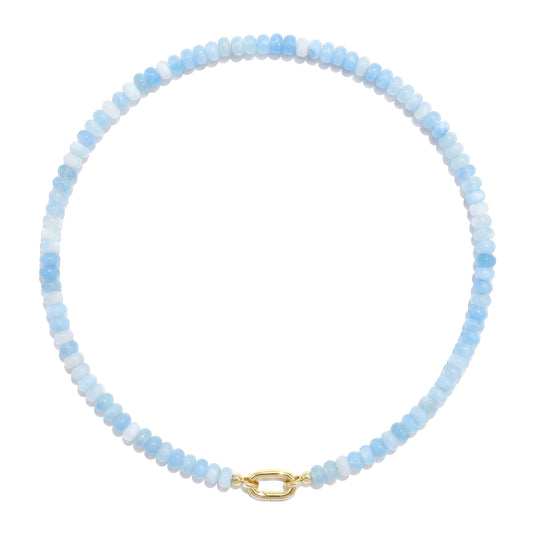 CONRAN KREMIX Azure Stone Beaded Necklace for Women,Natural Gemstone Bead Choker Necklaces Boho Summer Beach Layering Necklace Jewelry Gift for Women