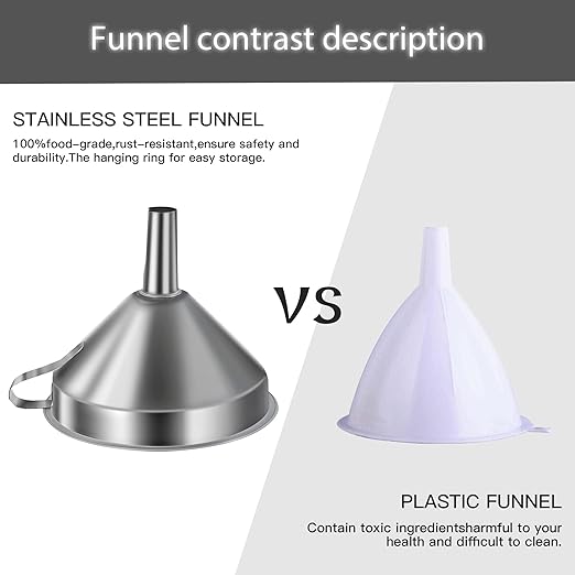 Small Funnels for Filling Bottles, Stainless Steel Small Kitchen Funnel Set of 3, Food Grade Mini Funnels for Kitchen Use Filling Bottles Liquor Flask Tiny Spice Cooking Powder Water 3in&2.2in&1.8in