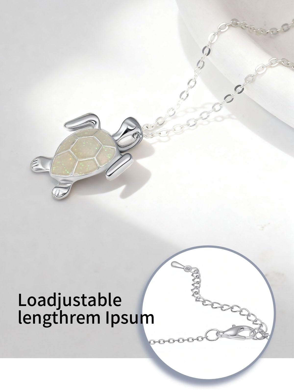PIYIZ White Turtle Pendant Necklace Silver Stainless Steel Cute Animal Ocean Jewelry for Women