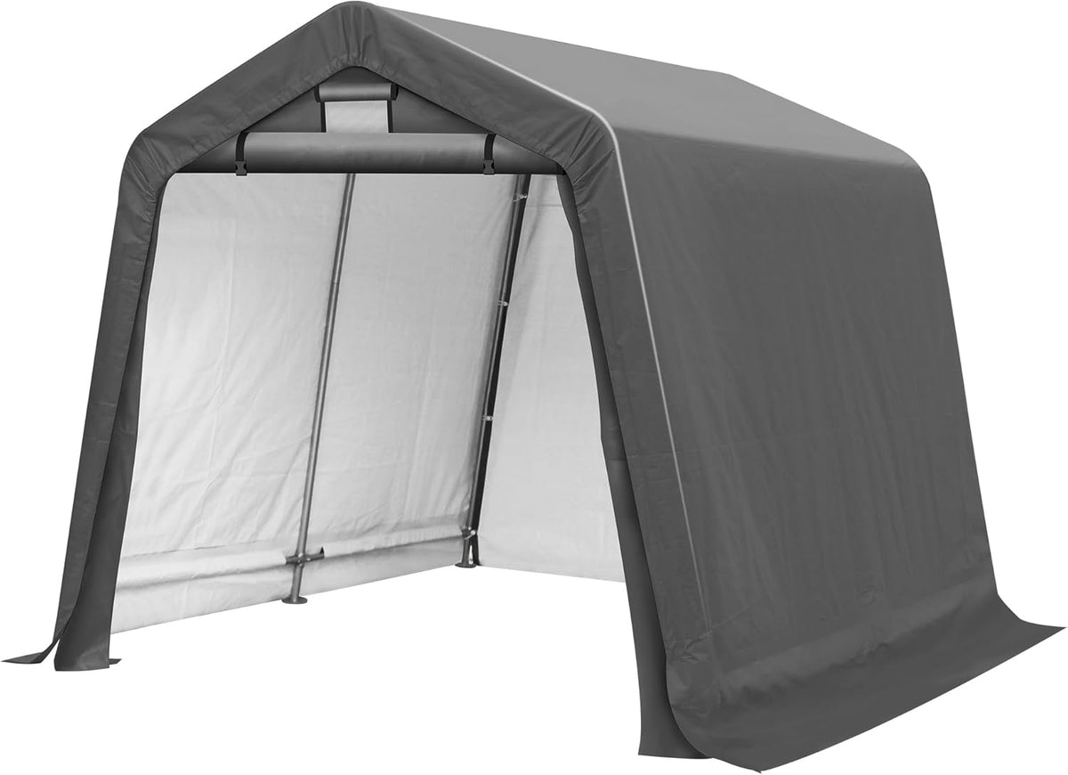 8' x 8' Outdoor Storage Shelter Shed- Heavy Duty Storage Tent with Roll-up Ventilated Windows, Portable Garage Zipper Storage shed for Bike, ATV, Motorcycle Shelter, Gray