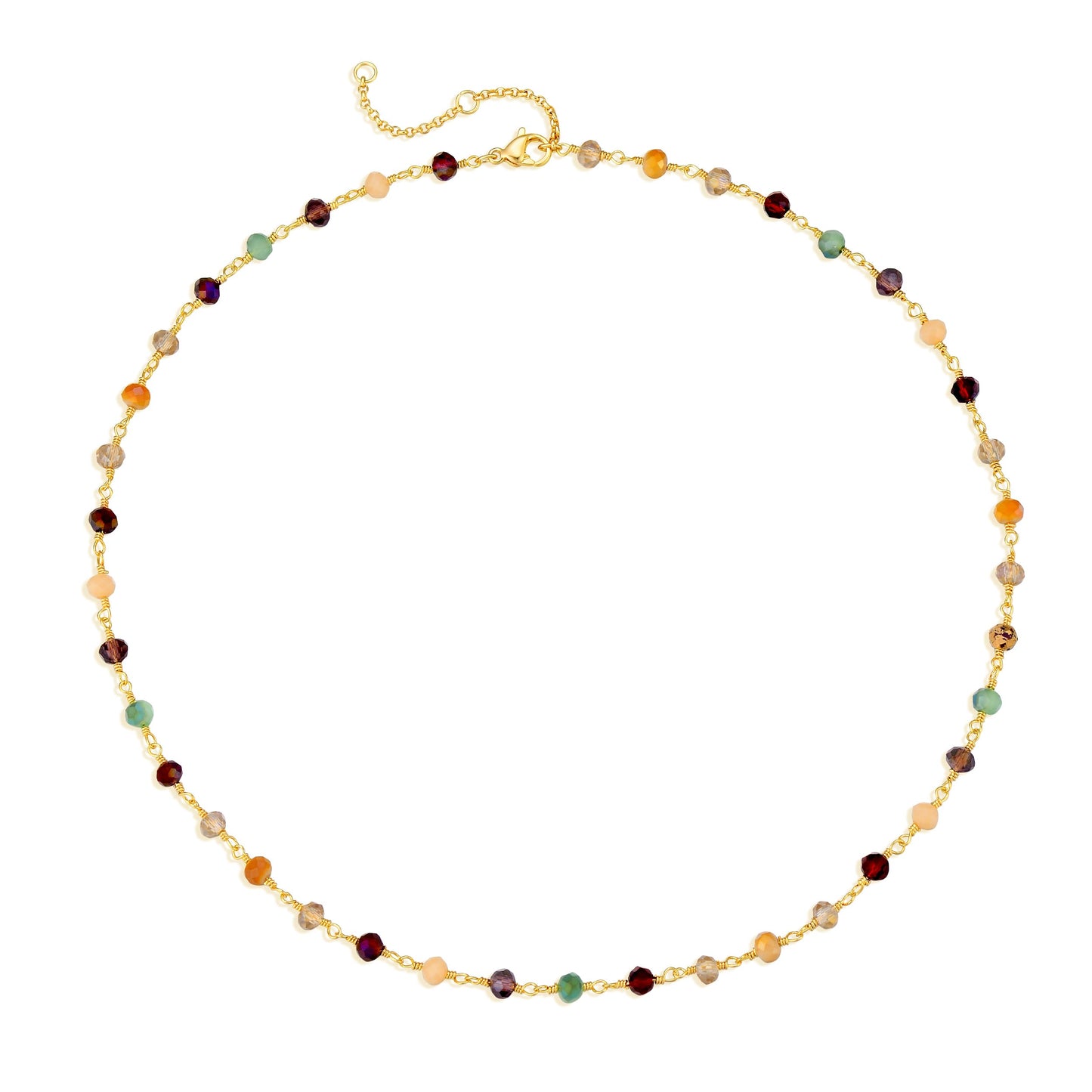 MTMY Gold Choker Necklace,14K Gold Plated Dainty Chain Choker Necklace Delicate Fashion Jewelry Gift for Women(mixed color beads)