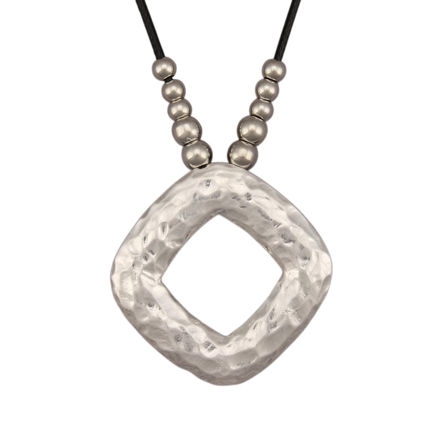 joymiao Bohemian Necklace for Women Long Boho Pendant Necklace with Large Silver Square Charm Hippie Statement Jewelry