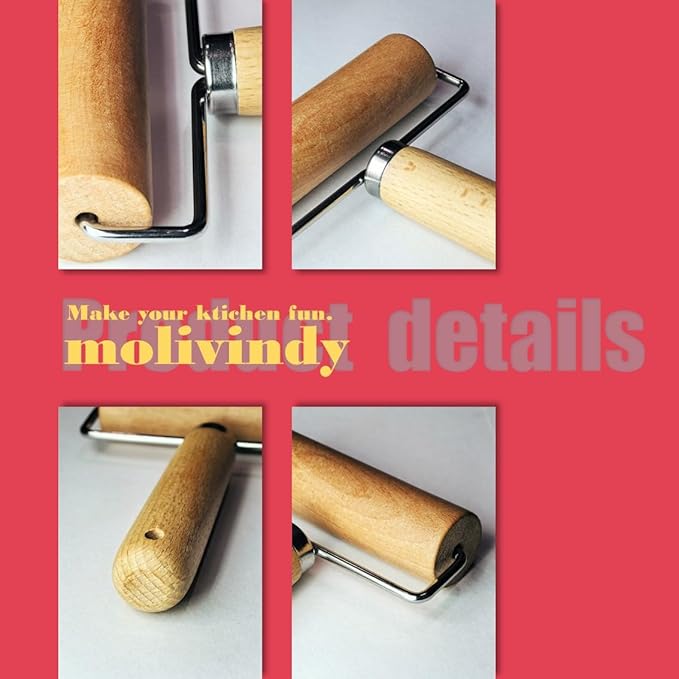 Small Rolling Pin, Wooden Dough Roller, Non-Stick Pizza Roller, Dough Baker Roller Set for Home Kitchen Baking Cooking.