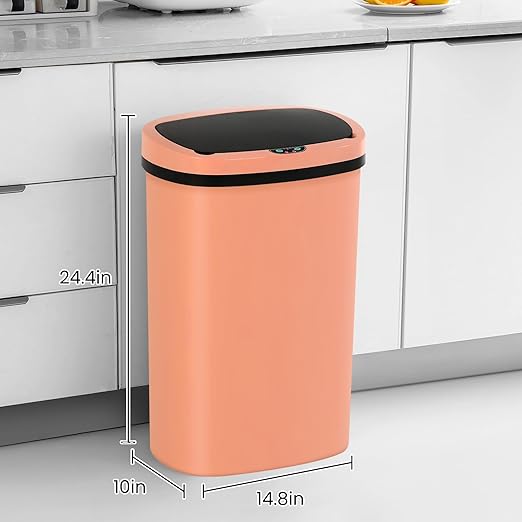 13 Gallon Trash Can,50Liter Plastic High-Capacity Automatic Kitchen Trash Can with Lid,Motion Sensor Touch Free Garbage Cans for Bathroom, Bedroom, and Kitchen (3, Pink)