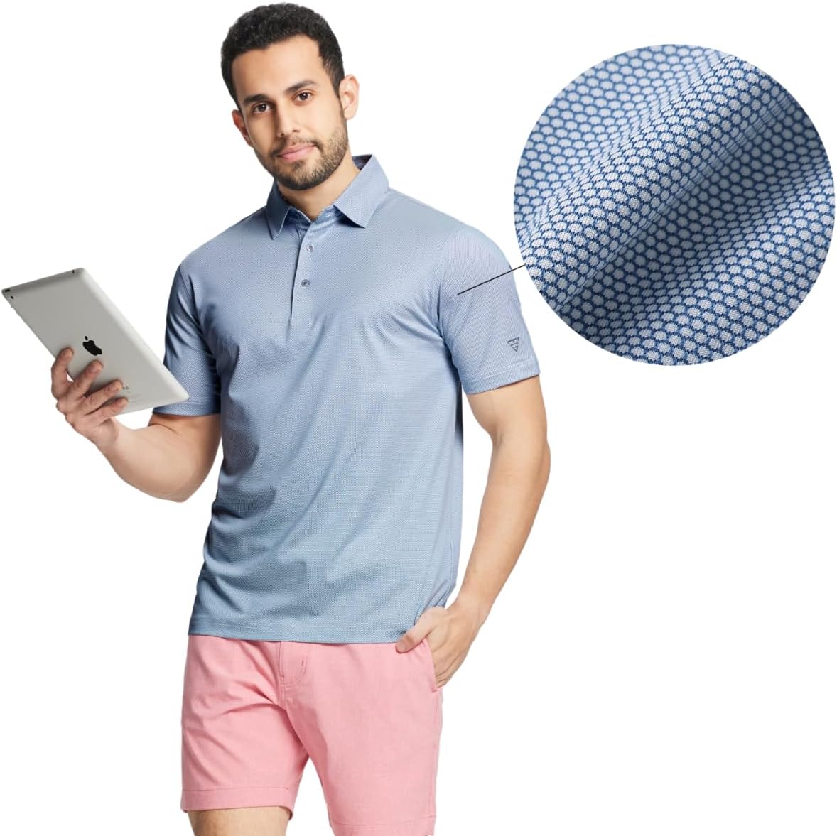 M MAELREG Golf Shirts for Men Dry fit Sports Jacquard Lightweight Performance Texture Short Sleeve Collared Polo Shirts