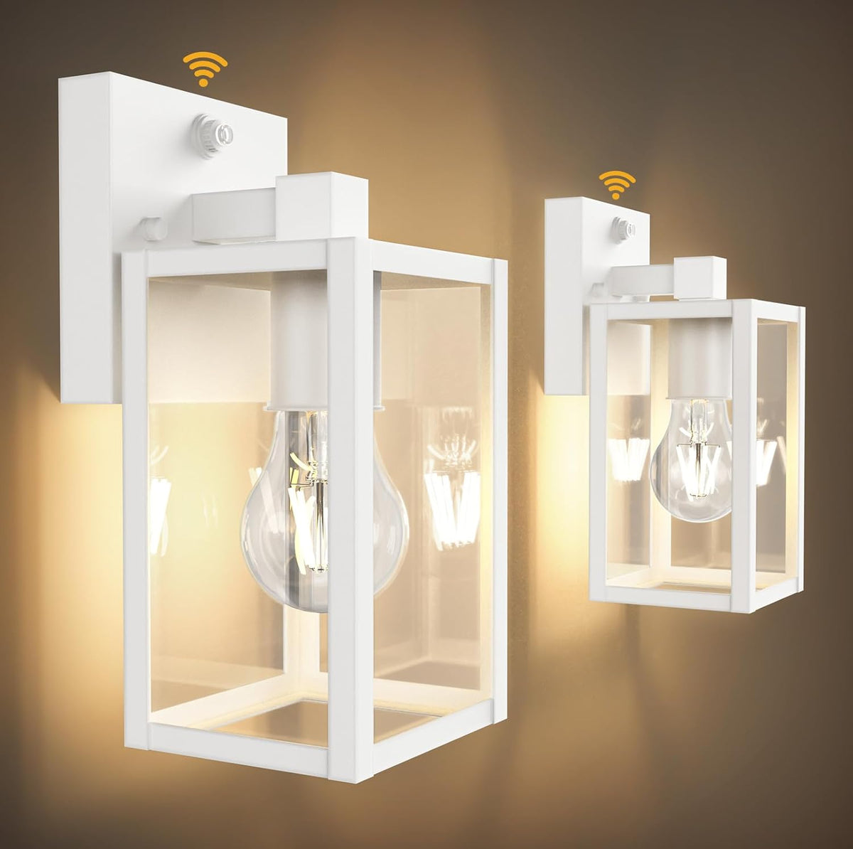 PARTPHONER Dusk to Dawn Outdoor Light Fixtures, 2-Pack Sensor Porch Lights, Waterproof Exterior Wall Sconce Lighting Lamp, Waterproof Wall Lantern for House, Doorway, Garage (White)