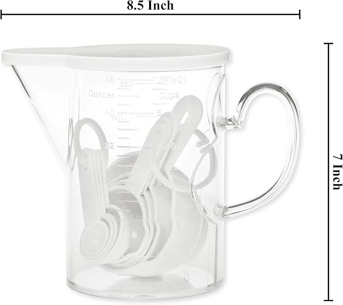 Measuring Cups and Measuring Spoons Set of 10 Pieces, Supreme Housewares Plastic Multi-Purpose Home Essentials Cooking, and Baking Tools BPA Free Dishwasher Safe for Liquid and Dry (White)