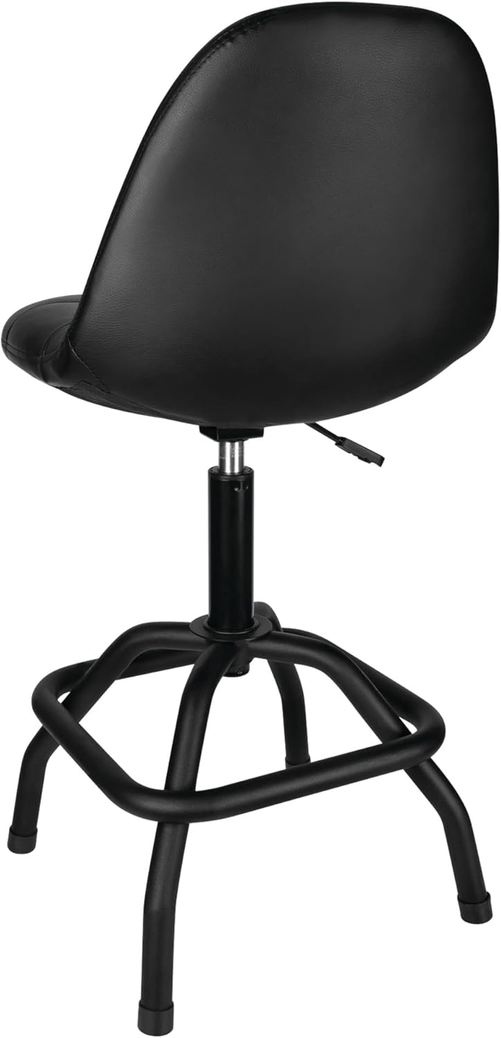 Performance Tool W85031 Pneumatic High Back Adjustable Swivel Bar Stool with Back Support for Home, Bar, and Shop, Black, 26-32-Inches High