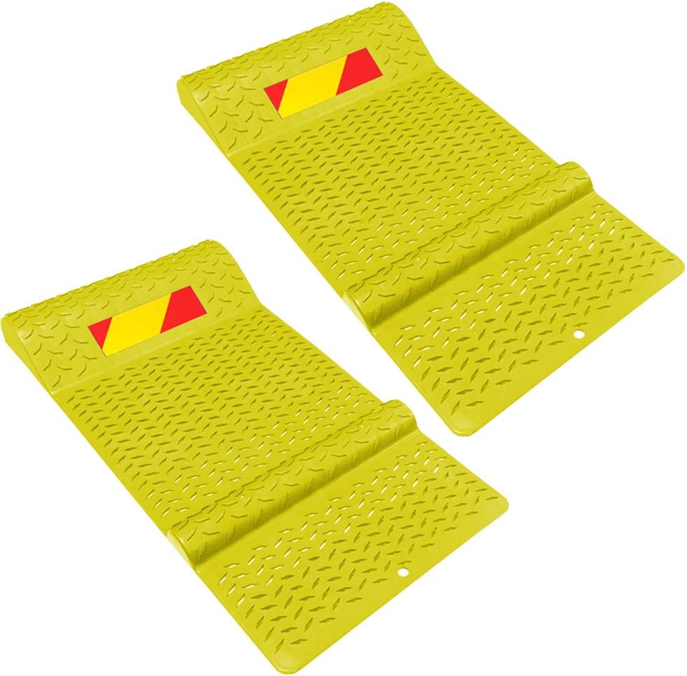 Electriduct Pair of Plastic Parking Mat Guides for Garage Vehicles, Antiskid Car Safety Park Aid - Yellow